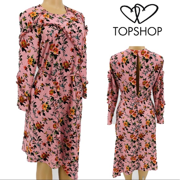 Topshop Dresses & Skirts - Topshop Floral Ruffle Wrap Dress